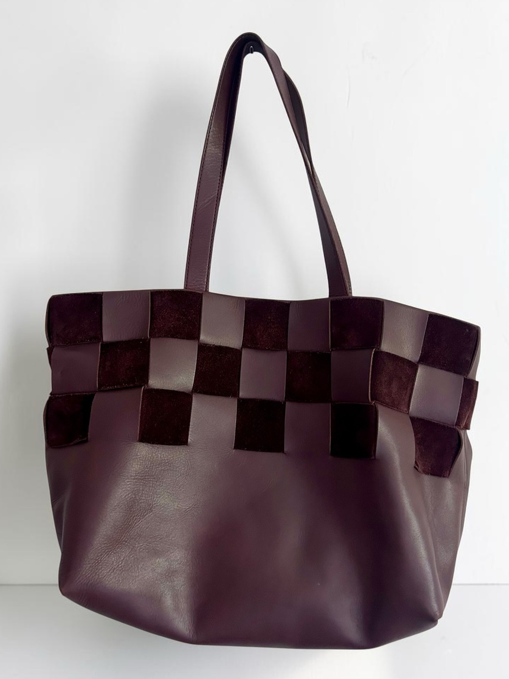 Madewell Basketweave Leather Suede Tote Chocolate Raisin Brown